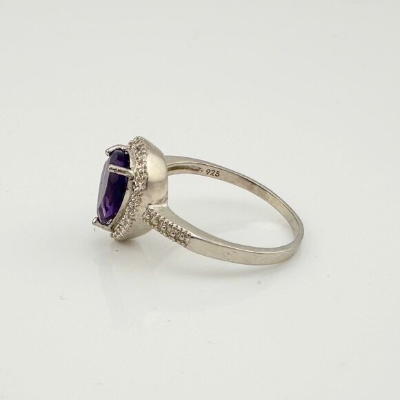 2.24 Carat Natural Amethyst Ring Size 8.25 - Sterling Silver Setting - Diamond A - Picture 11 of 16